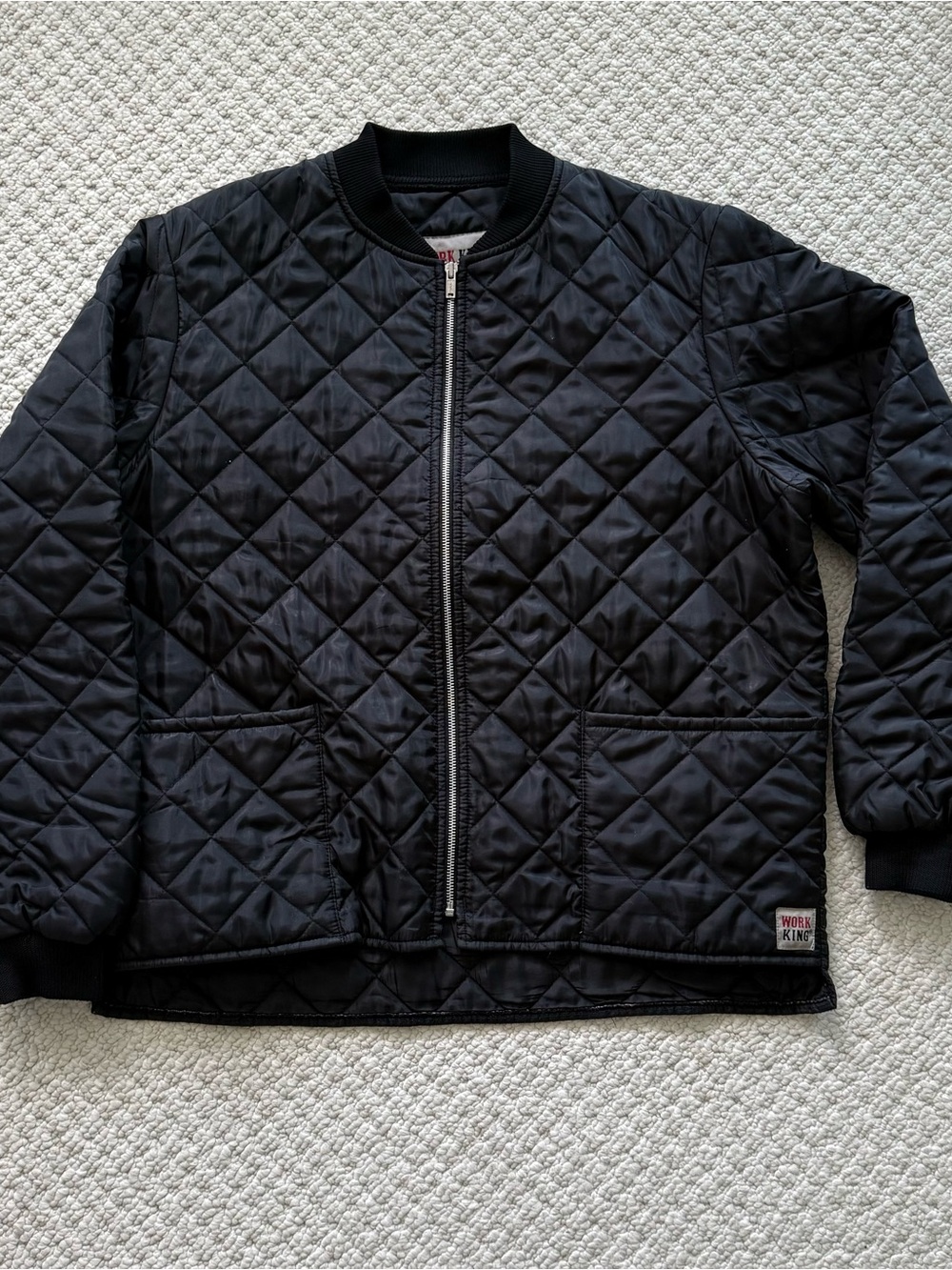 Men's Black Quilted Puffer Jacket with Front Zip